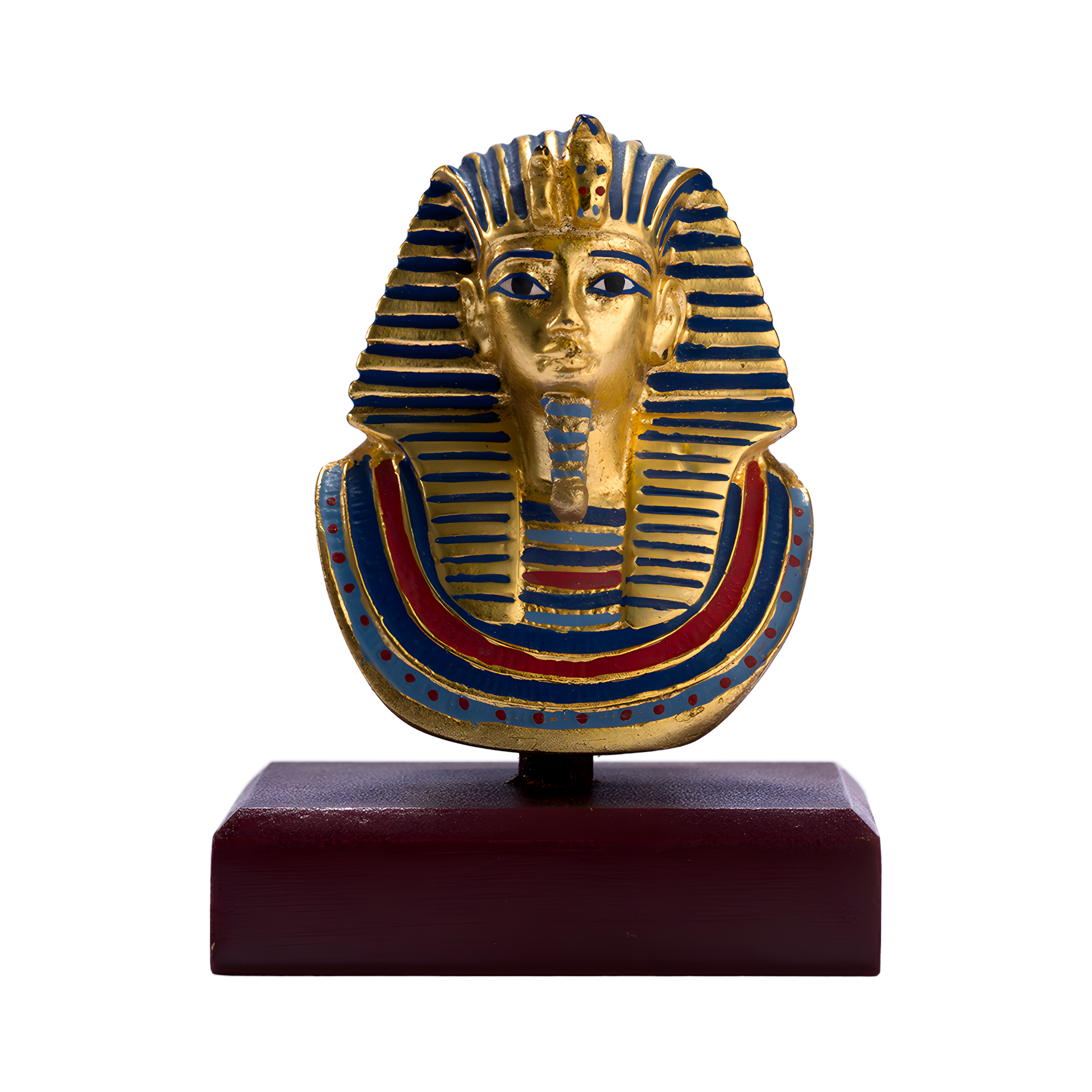 Tutankhamun Golden Mask | Handcrafted Egyptian Replica with Wooden Base
