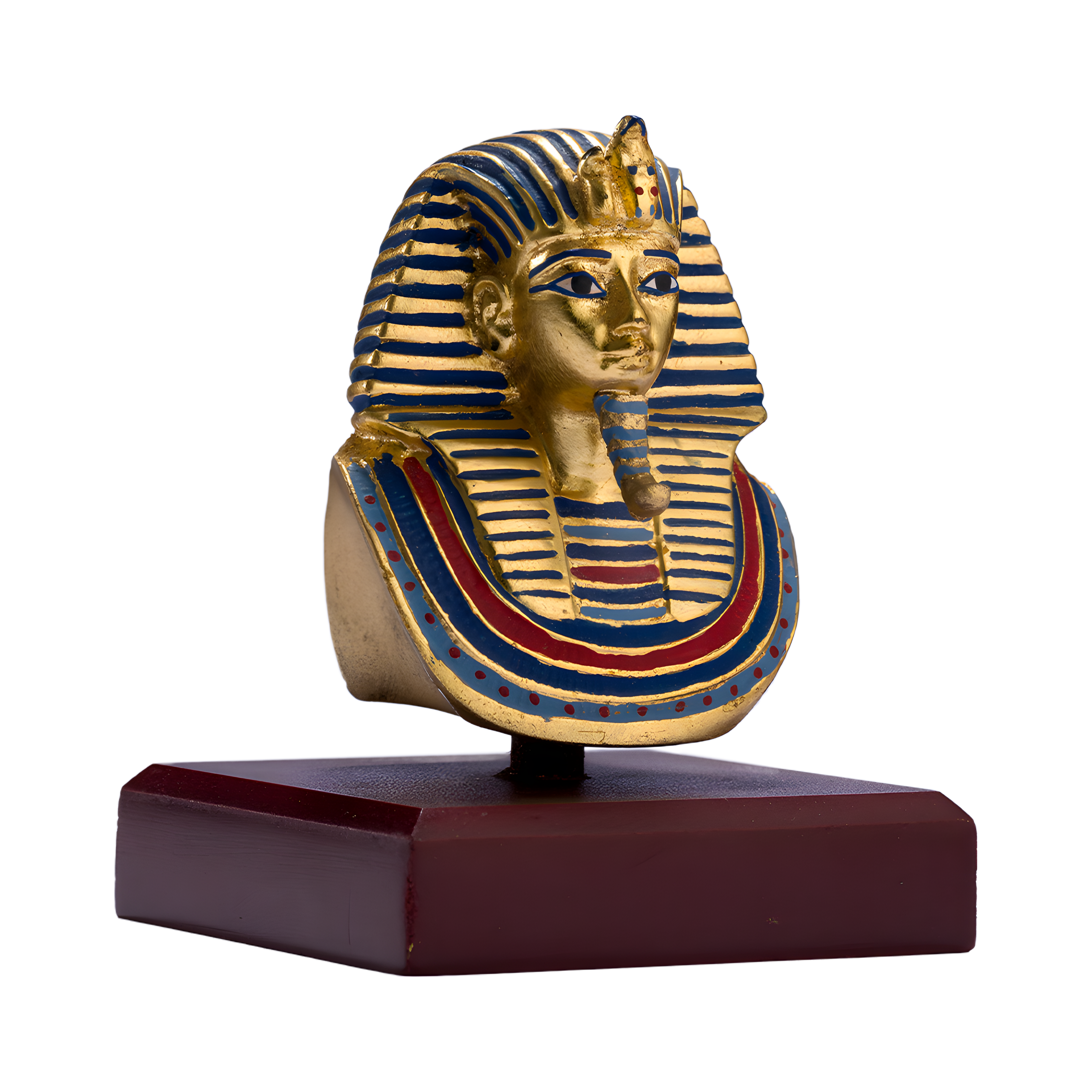 Tutankhamun Golden Mask | Handcrafted Egyptian Replica with Wooden Base