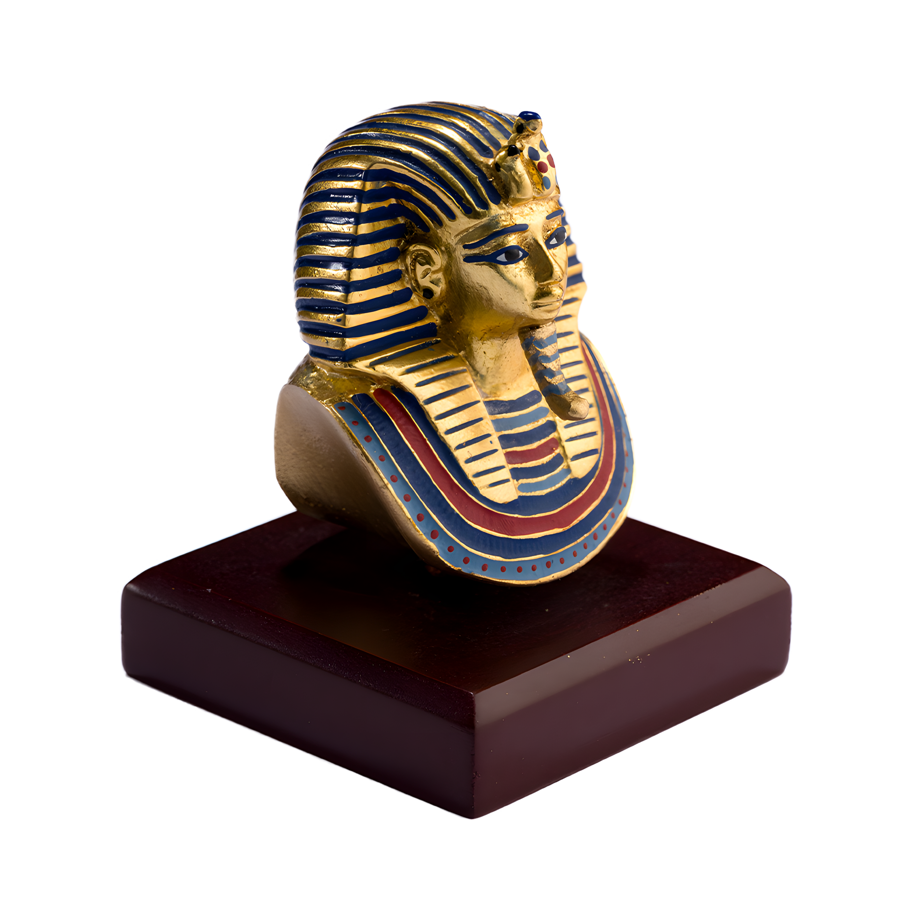 Tutankhamun Golden Mask | Handcrafted Egyptian Replica with Wooden Base