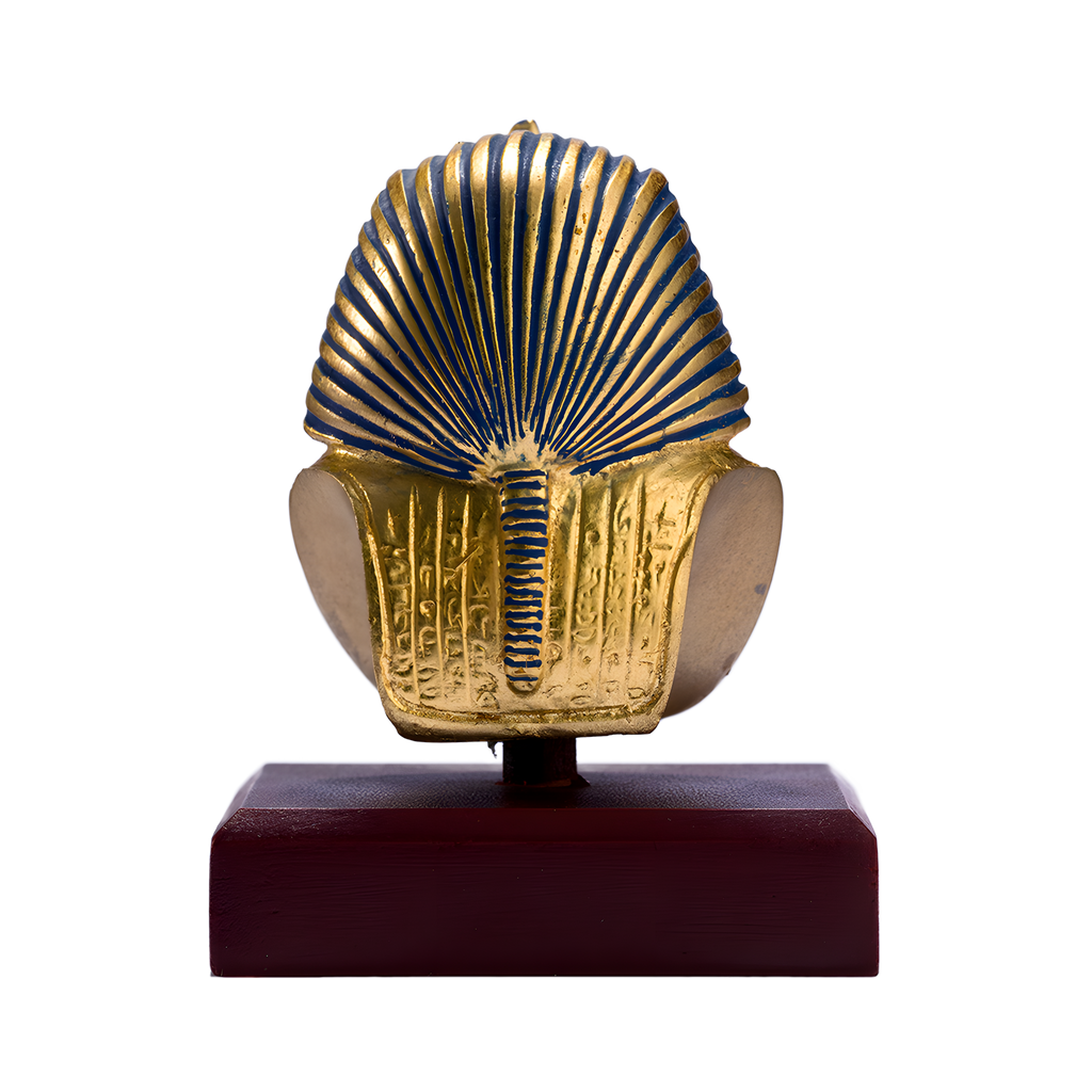 Tutankhamun Golden Mask | Handcrafted Egyptian Replica with Wooden Base